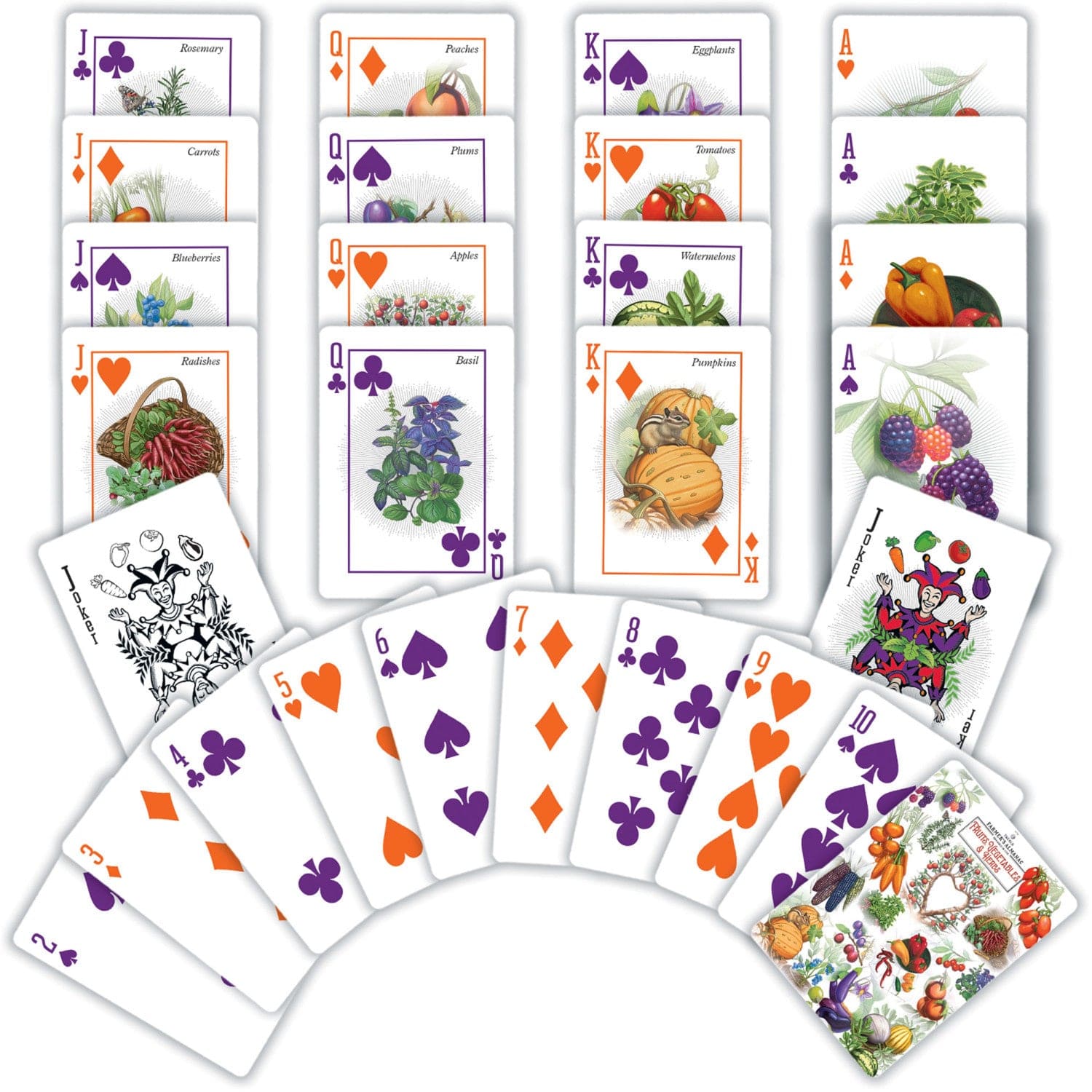 Farmer's Almanac - Fruits, Vegetables, & Herbs Playing Cards - 54 Card Deck - Out of Play