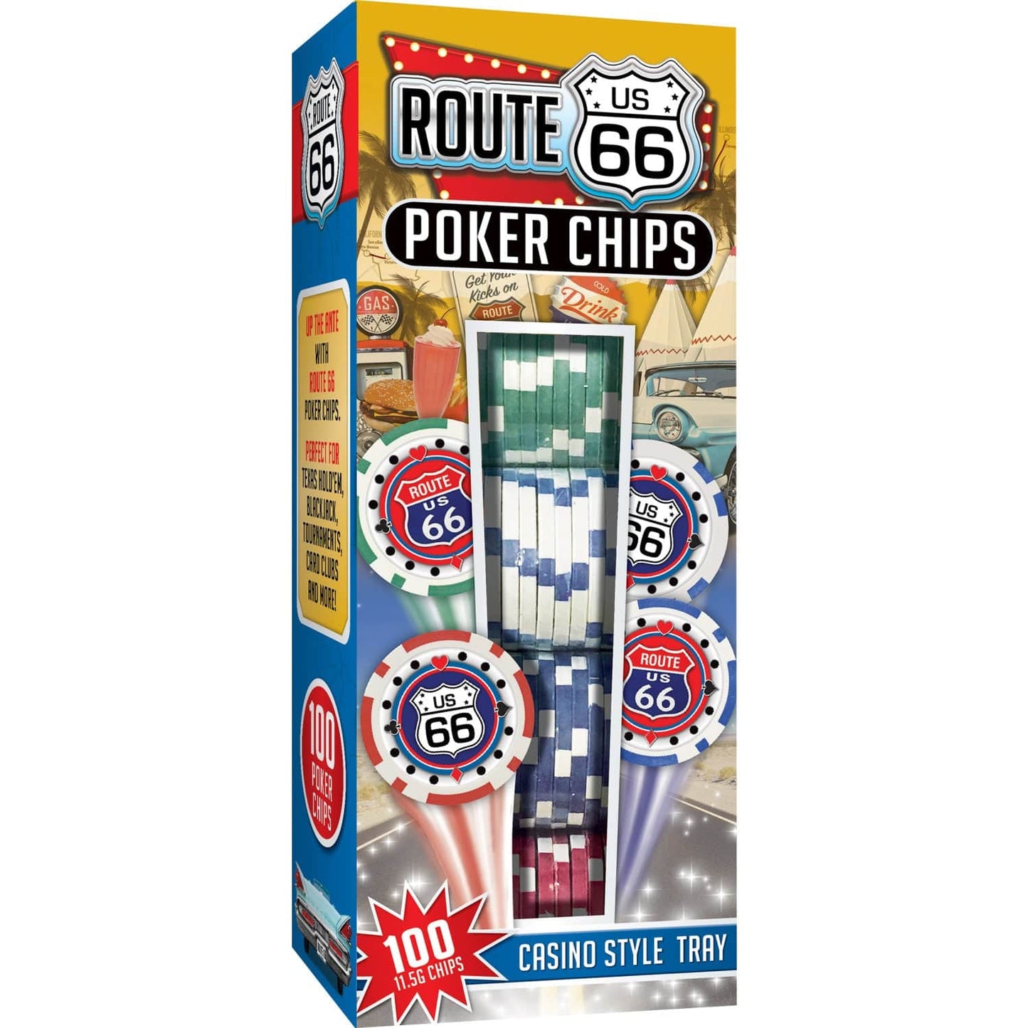 Route 66 100 Piece Poker Chips - Out of Play