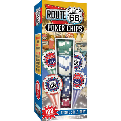 Route 66 100 Piece Poker Chips - Out of Play