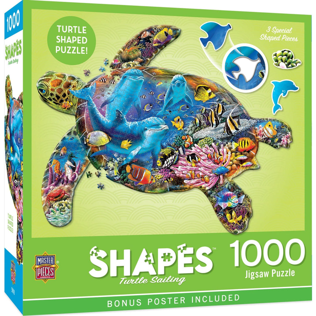 Shapes - Turtle Sailing 1000 Piece Shaped Jigsaw Puzzle - Out of Play