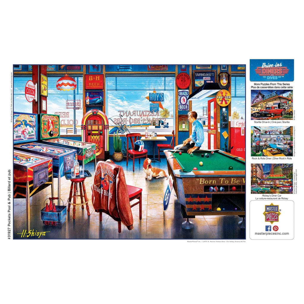 Drive-Ins, Diners & Dives - Pockets Pool & Pub 550 Piece Jigsaw Puzzle - Out of Play