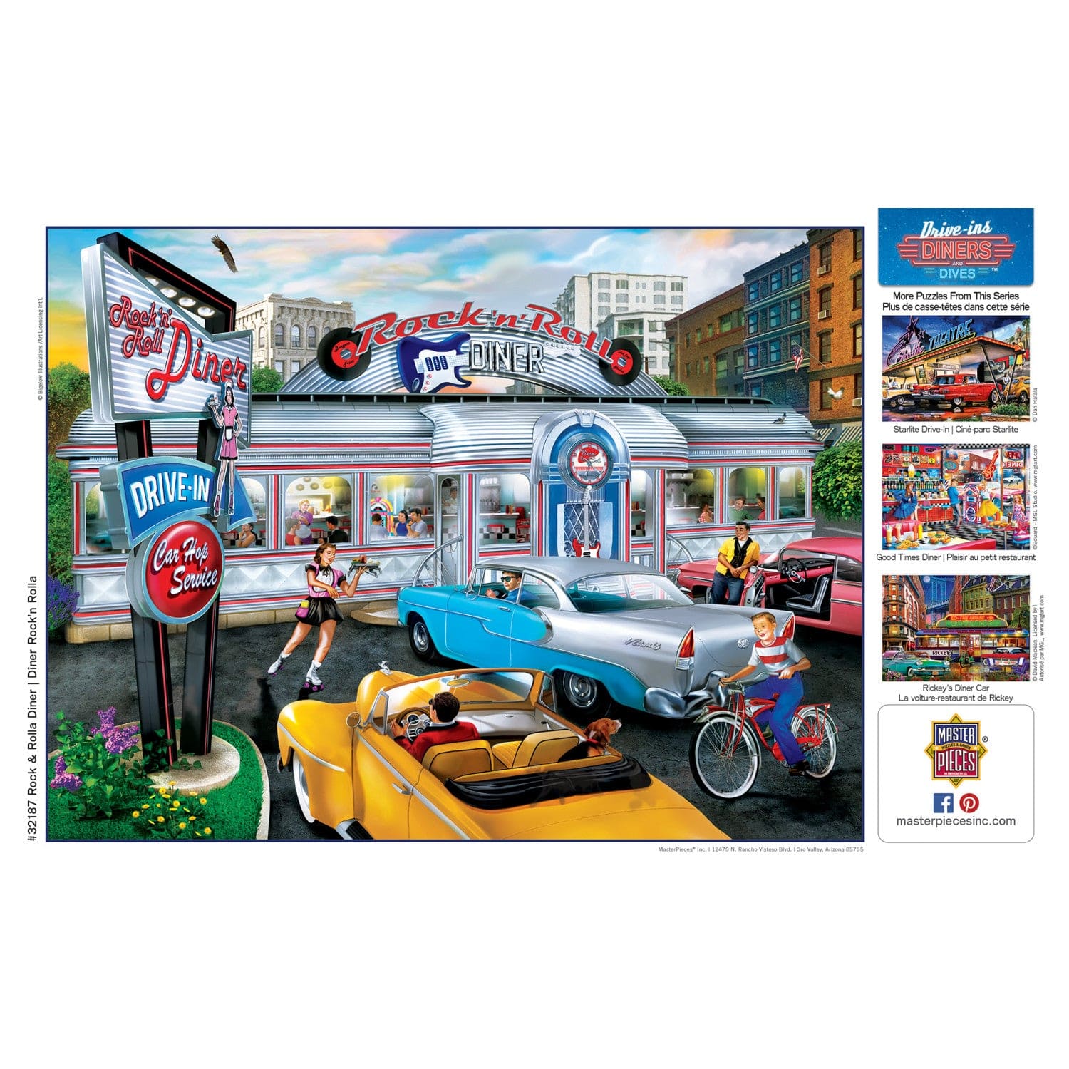 Drive-Ins, Diners & Dives - Rock & Rolla Diner 550 Piece Jigsaw Puzzle MasterPieces Puzzle Company INC
