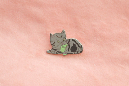 Tabby D20 Dice Buddy Enamel Pin