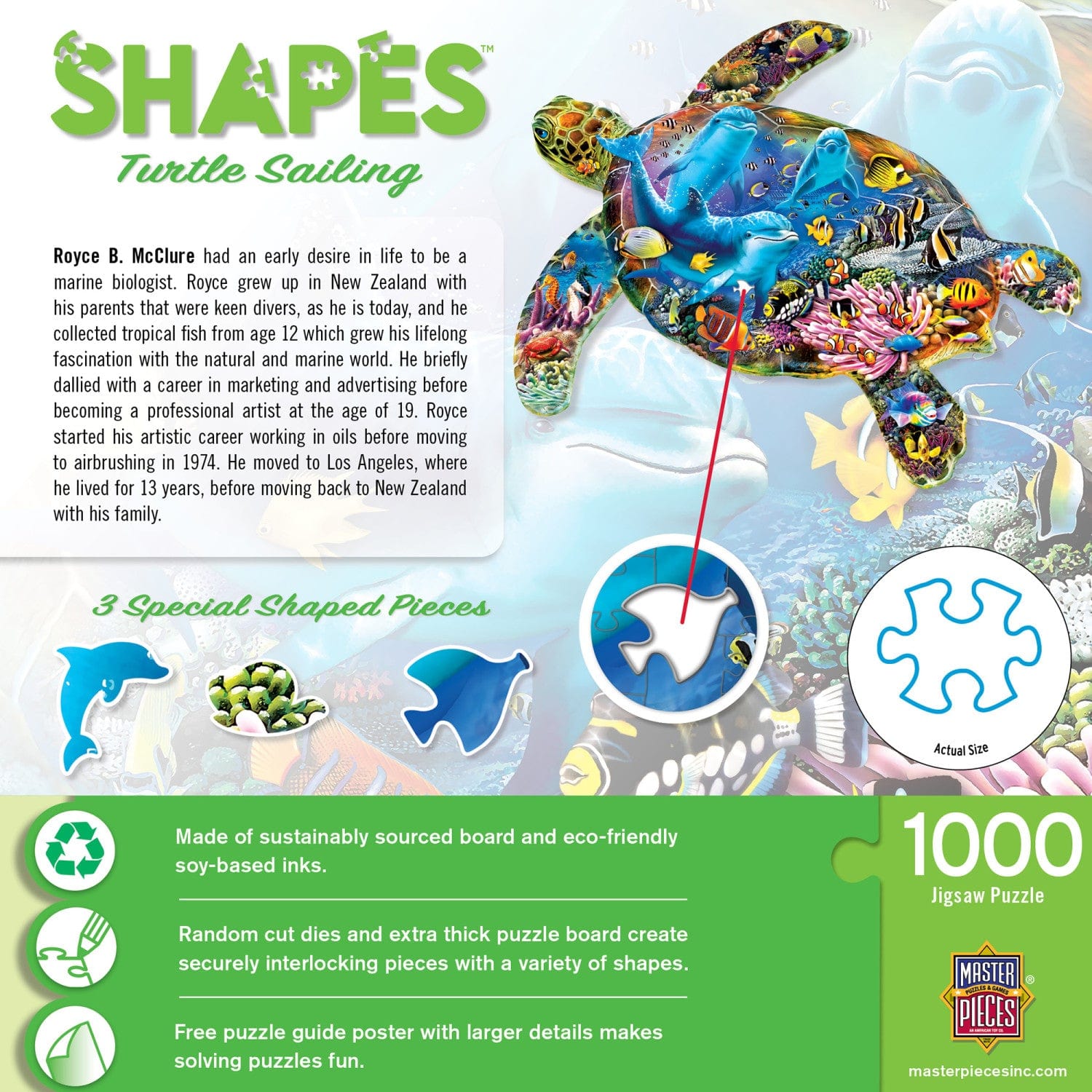 Shapes - Turtle Sailing 1000 Piece Shaped Jigsaw Puzzle - Out of Play
