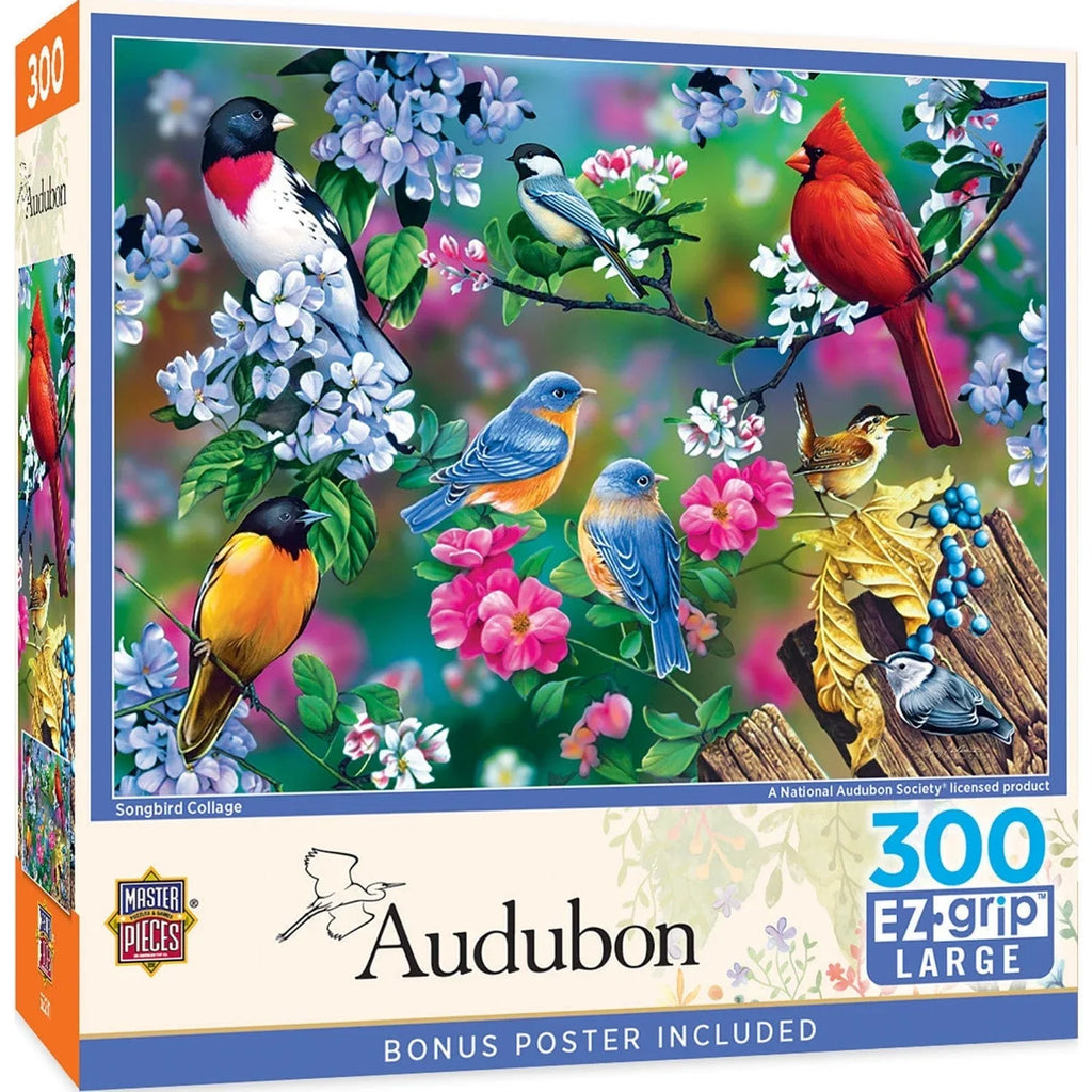 Audubon - Songbird Collage 300 Piece EZ Grip Jigsaw Puzzle - Out of Play