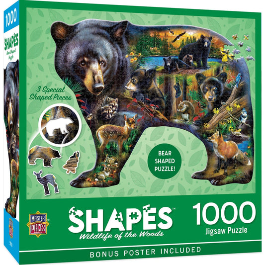 Shapes - Wildlife of the Woods 1000 Piece Shaped Jigsaw Puzzle - Out of Play