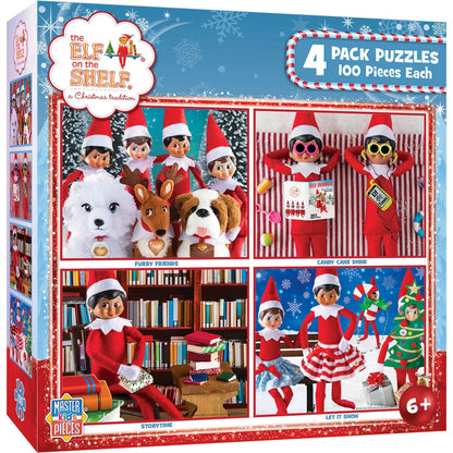 Elf on the Shelf 4-Pack 100 Piece Jigsaw Puzzles - V1 - Out of Play