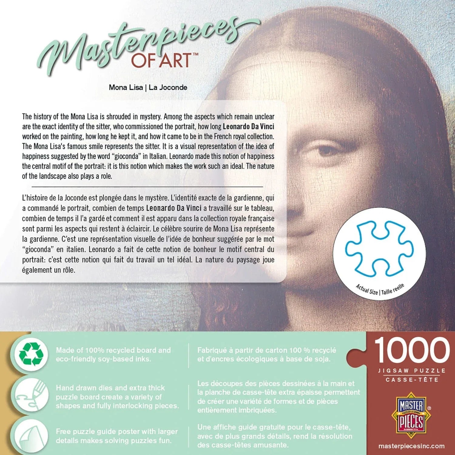 MasterPieces of Art - Mona Lisa 1000 Piece Jigsaw Puzzle - Out of Play