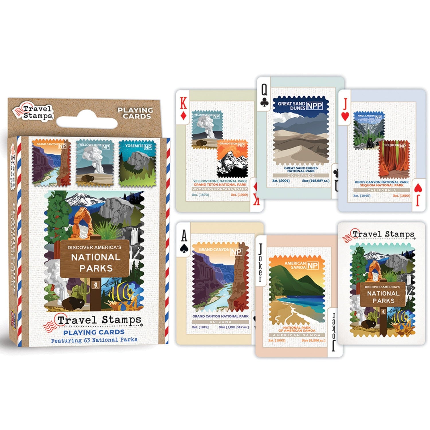 National Parks Travel Stamps Playing Cards - 54 Card Deck MasterPieces Puzzle Company INC