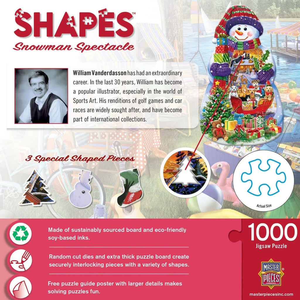 Shapes - Snowman Spectacle Shaped 1000 Piece Jigsaw puzzle - Out of Play