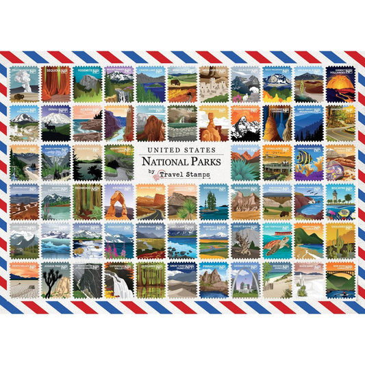 National Parks Travel Stamps 1000 Piece Jigsaw Puzzle - Out of Play