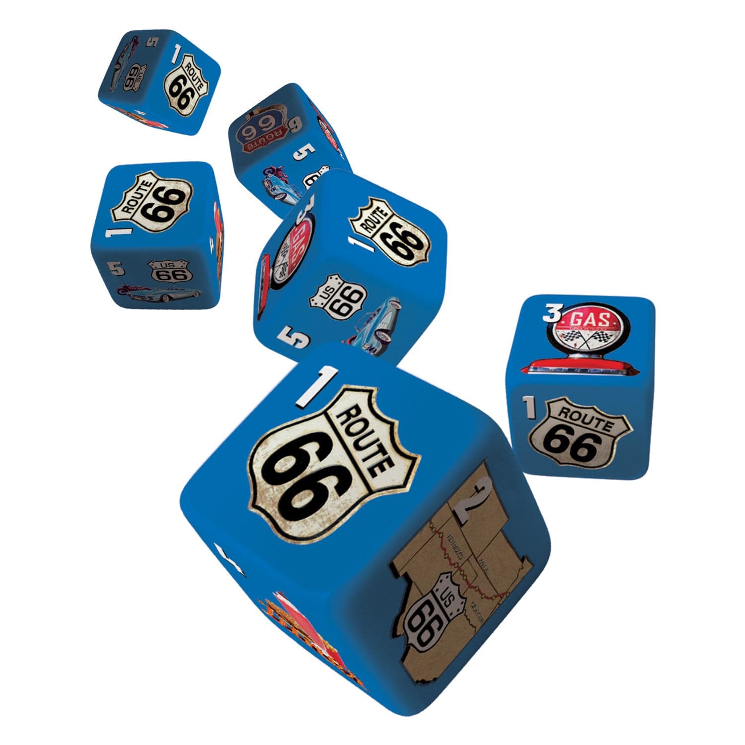 Route 66 - 6 Piece D6 Gaming Dice Set - Out of Play