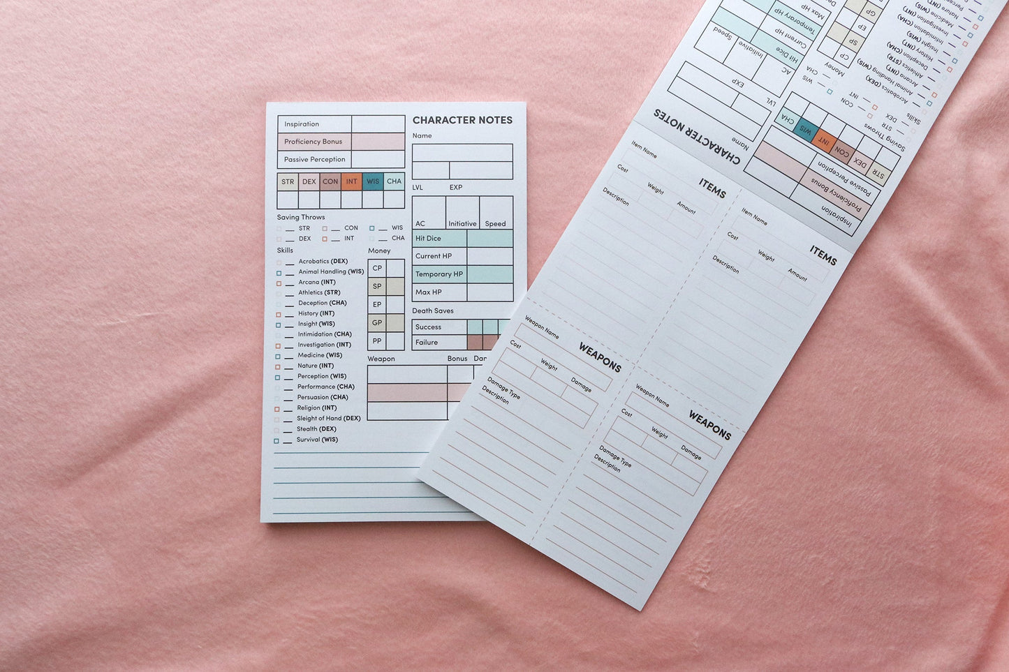 Player and Dungeon Master Notepads