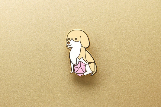 Beagle D20 Dice Buddy Enamel Pin
