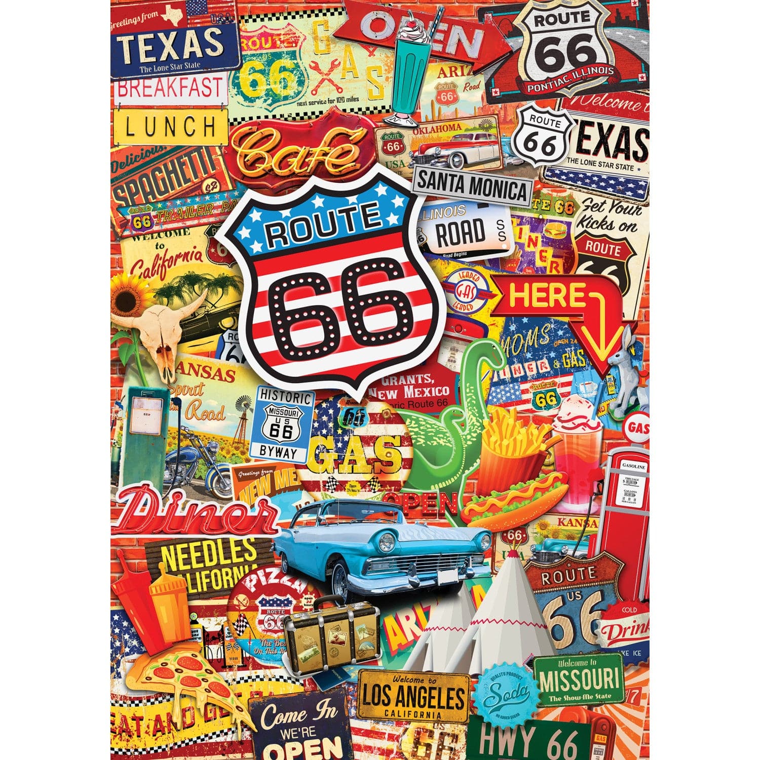 World's Smallest - Route 66 1000 Piece Jigsaw Puzzle MasterPieces Puzzle Company INC