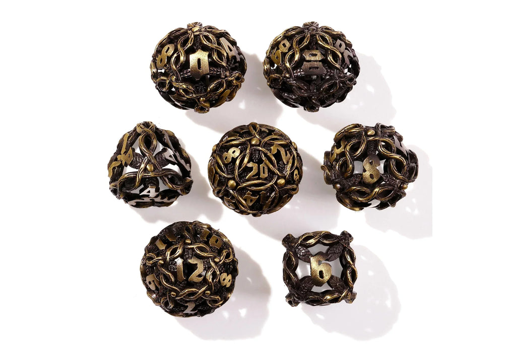 Nature's Wrath Metal RPG Dice Set - 7 Pieces - Out of Play