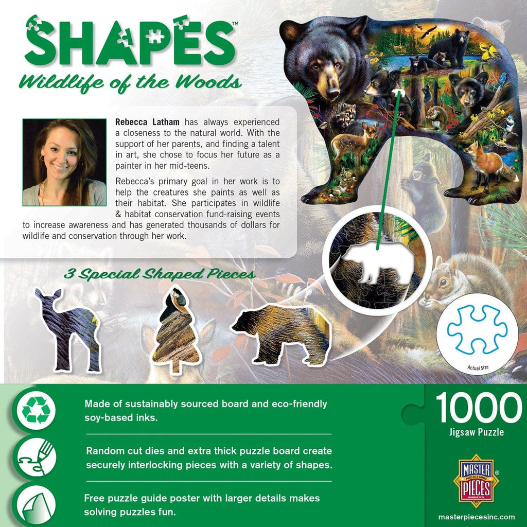 Shapes - Wildlife of the Woods 1000 Piece Shaped Jigsaw Puzzle - Out of Play