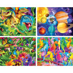 Glow in the Dark 100 Piece Jigsaw Puzzles - 4-Pack V2 - Out of Play