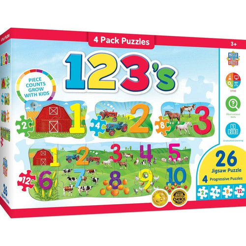 123's - Educational 4-Pack Jigsaw Puzzles - Out of Play