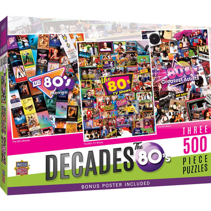Decades - The 80's 500 Piece Jigsaw Puzzles 3 Pack - Out of Play