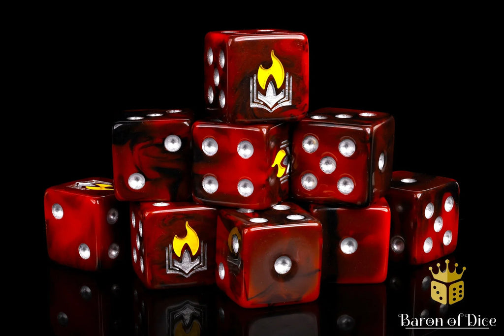 Scorched Book Dice - Out of Play