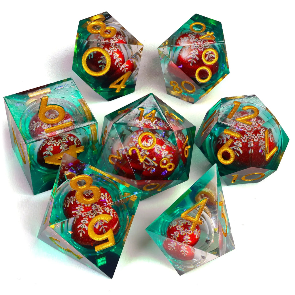 Christmas Rumble Sharp RPG Dice Set - 7 Pieces - Out of Play