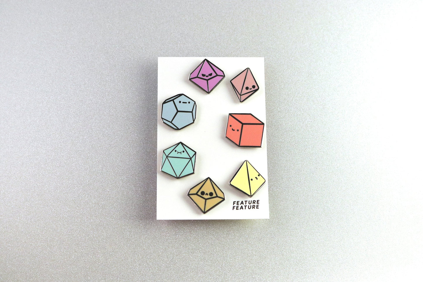 Rainbow Tiny Dice Buddies Hard Enamel Pin Set