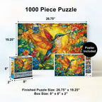 Stained Glass - Glorious Hummingbird 1000 Piece Jigsaw Puzzle