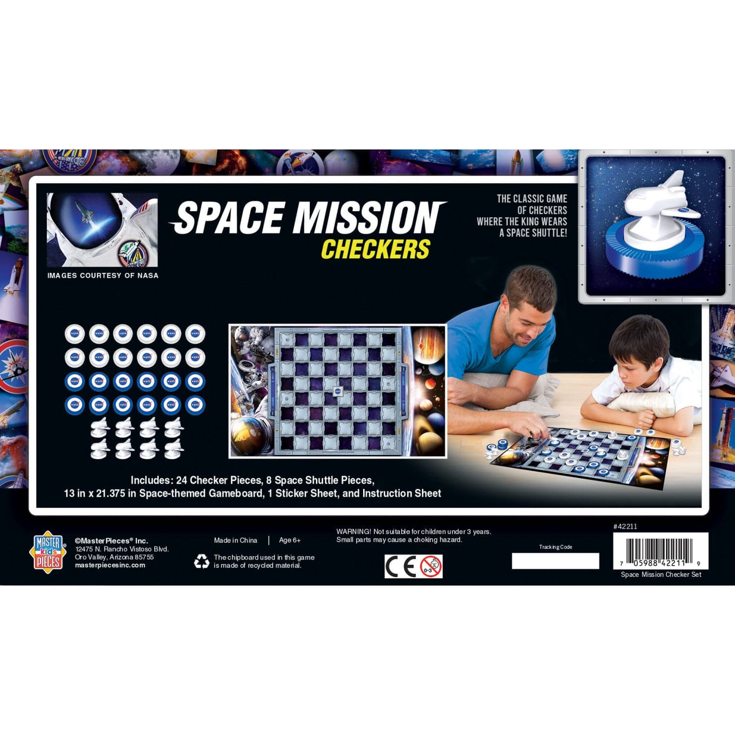 Space Mission Checkers Board Game - Out of Play