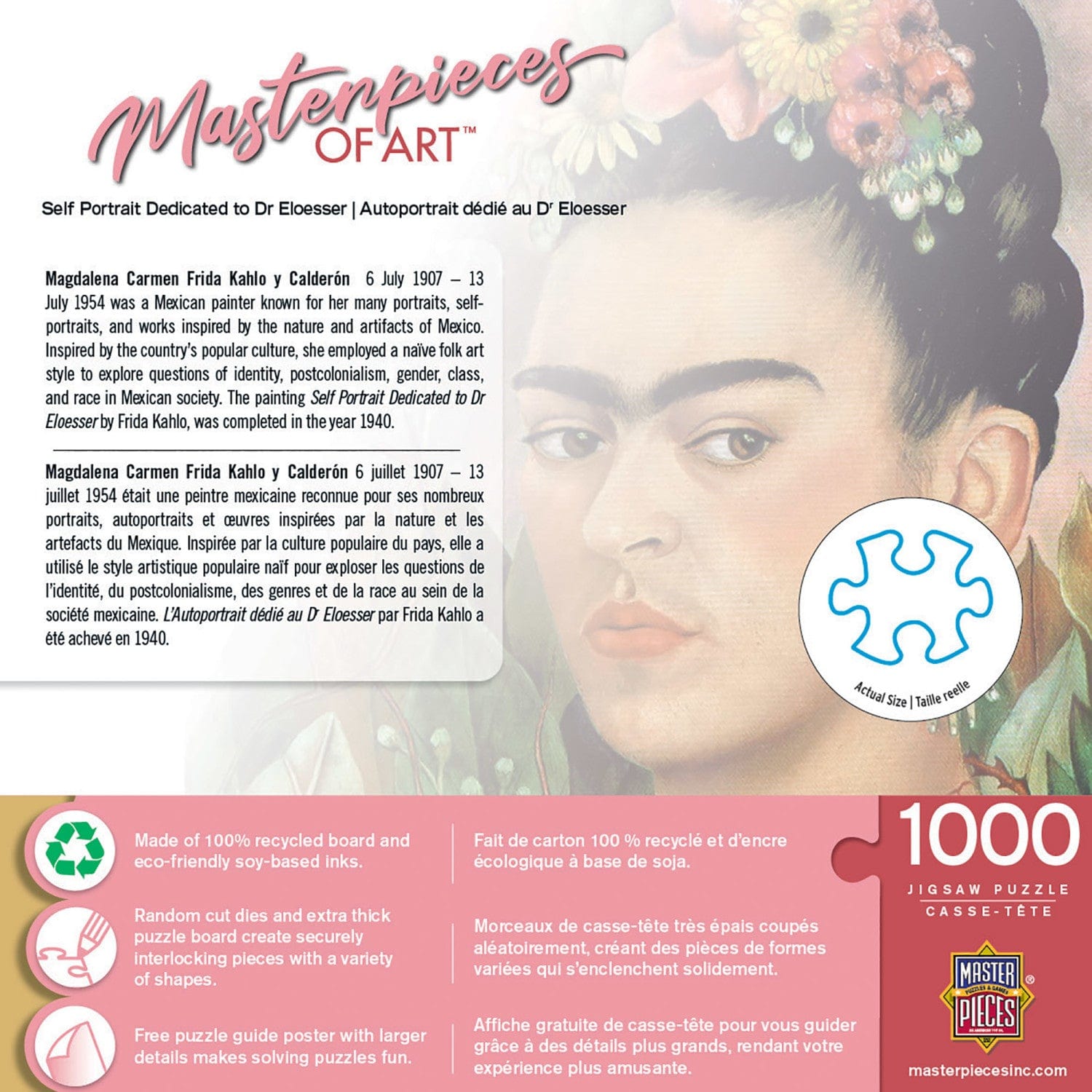 MasterPieces of Art - Frida Kahlo Self Portrait 1000 Piece Jigsaw Puzzle - Out of Play