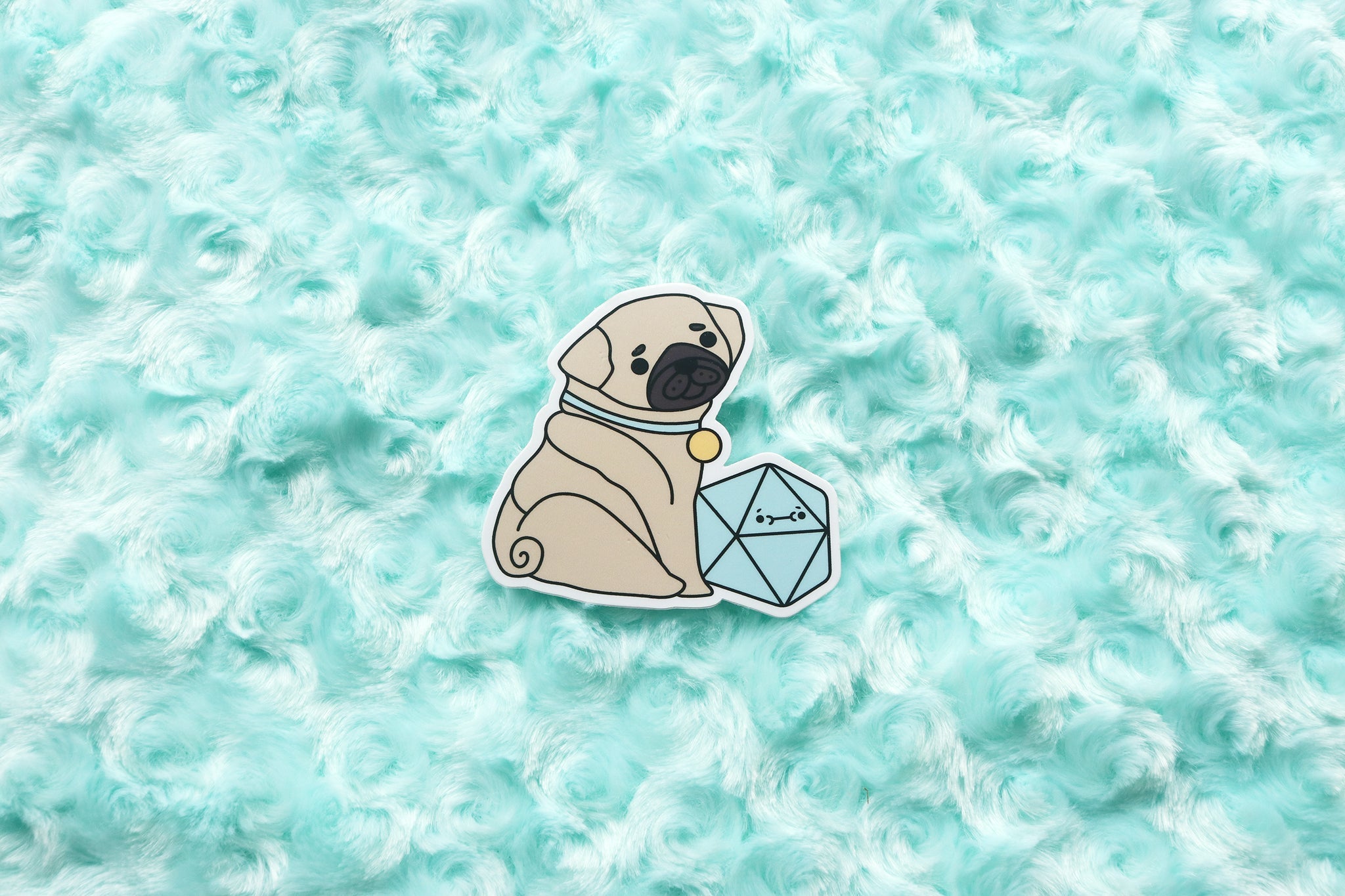 Pug D20 Dice Buddy Sticker