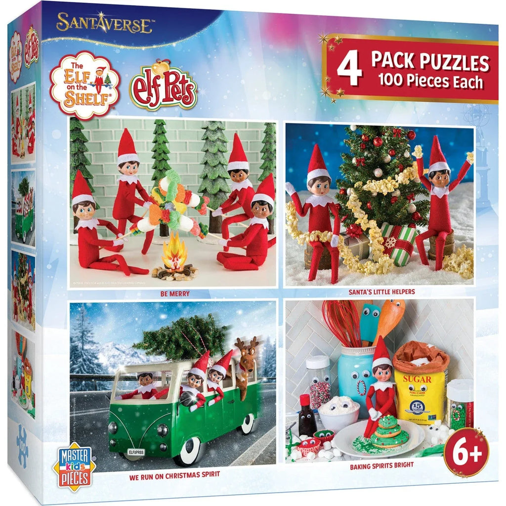 Elf on the Shelf 4-Pack 100 Piece Jigsaw Puzzles - V2 - Out of Play