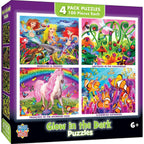 Glow in the Dark 100 Piece Jigsaw Puzzles - 4-Pack V1 - Out of Play