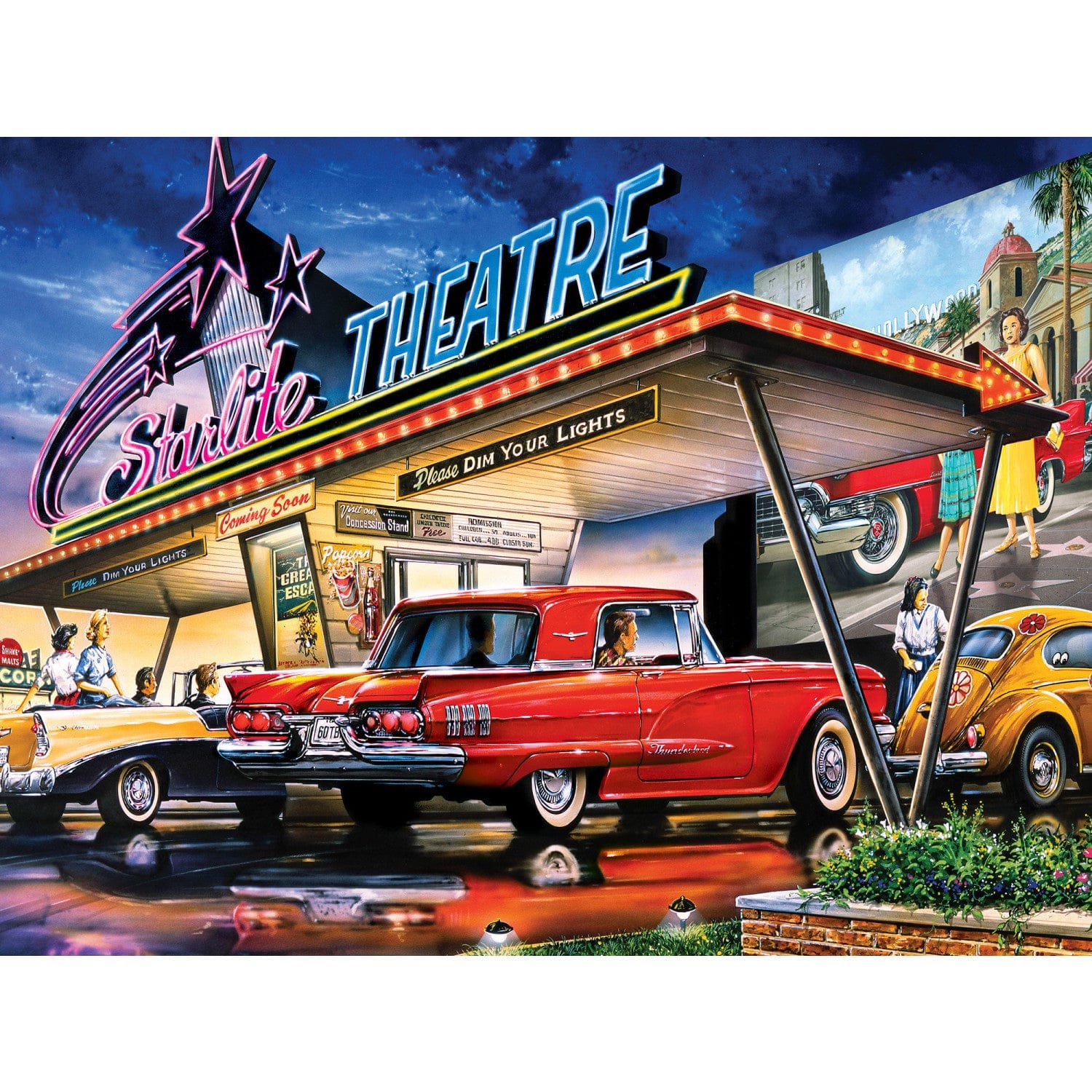 Drive-Ins, Diners & Dives - Starlite Drive-In 550 Piece Jigsaw Puzzle - Out of Play