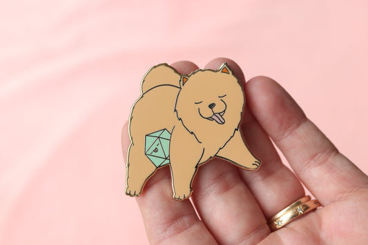 Chow Chow D20 Dice Buddy Hard Enamel Pin
