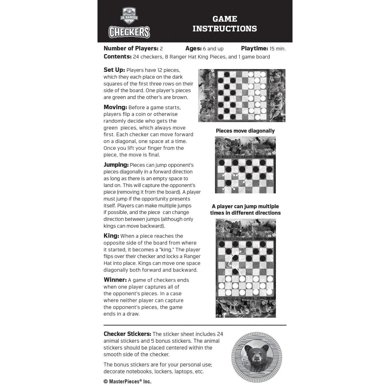 Jr. Ranger Checkers Board Game - Out of Play