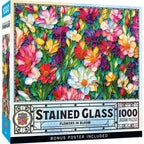 Stained Glass - Flowers in Bloom 1000 Piece Jigsaw Puzzle