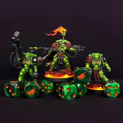 Drake Dice - Green & Orange - Out of Play