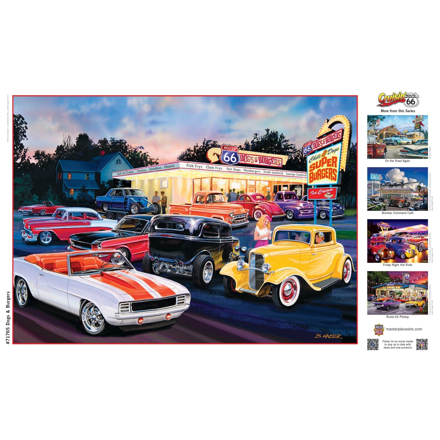 Cruisin' Route 66 - Dogs & Burgers 1000 Piece Jigsaw Puzzle - Out of Play