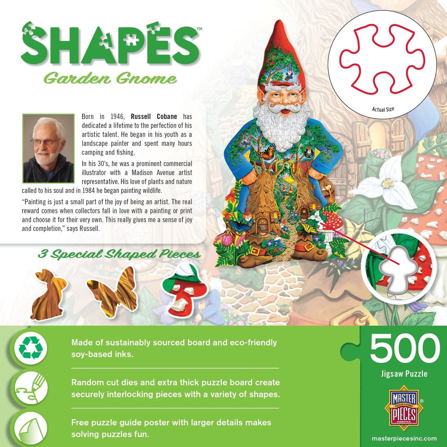 Shapes - Garden Gnome 500 Piece Jigsaw Puzzle - Out of Play