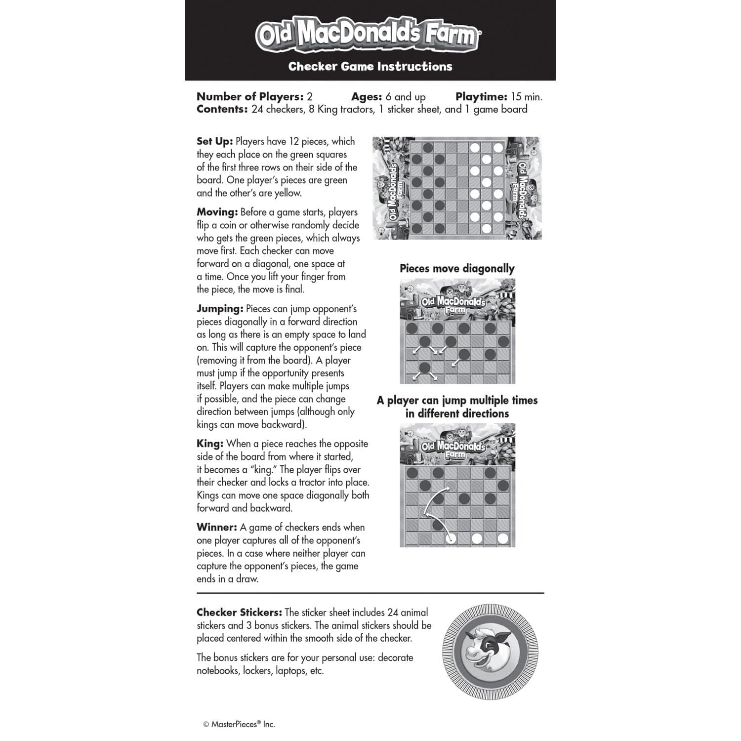 Old MacDonald's Farm Checkers Board Game - Out of Play