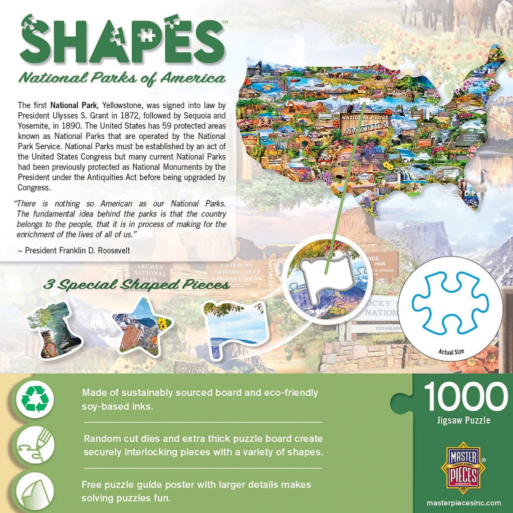 National Parks of America 1000 Piece Shaped Jigsaw Puzzle - Out of Play