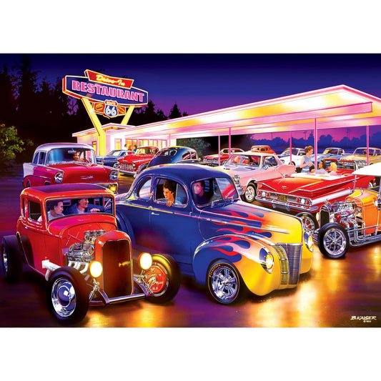 Cruisin' Route 66 - Friday Night Hot Rods 1000 Piece Jigsaw Puzzle - Out of Play
