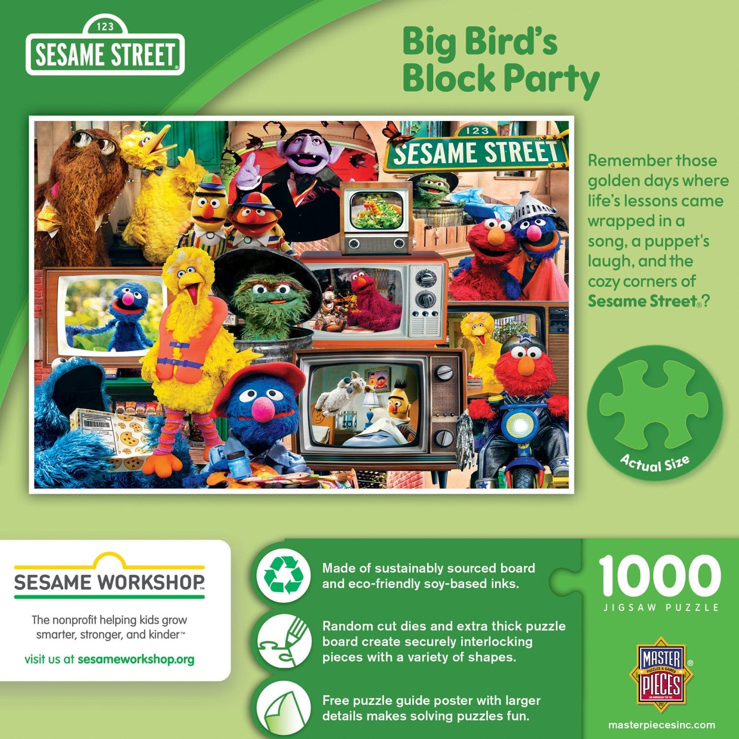 Sesame Street - Big Bird's Block Party 1000 Piece Jigsaw Puzzle - Out of Play