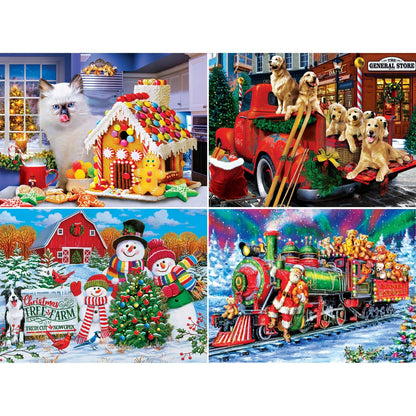 Season's Greetings - 500 Piece Jigsaw Puzzles 4-Pack MasterPieces Puzzle Company INC