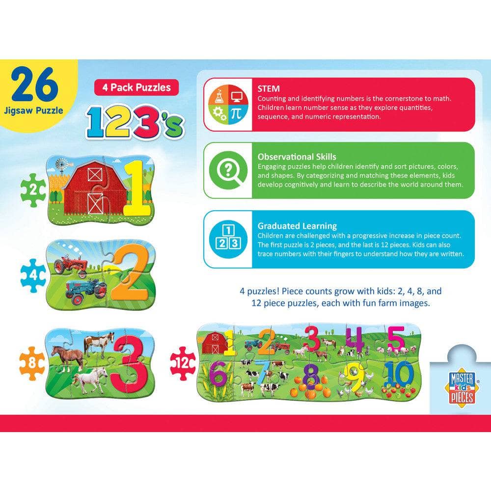 123's - Educational 4-Pack Jigsaw Puzzles - Out of Play