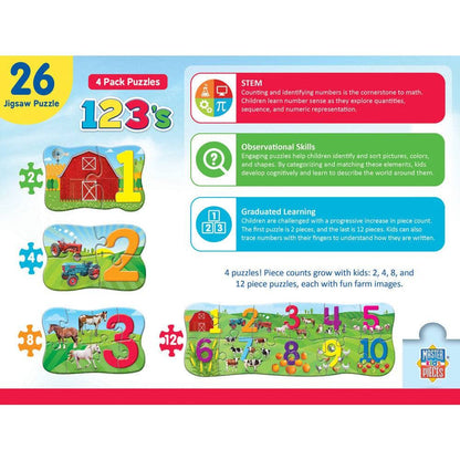 123's - Educational 4-Pack Jigsaw Puzzles - Out of Play