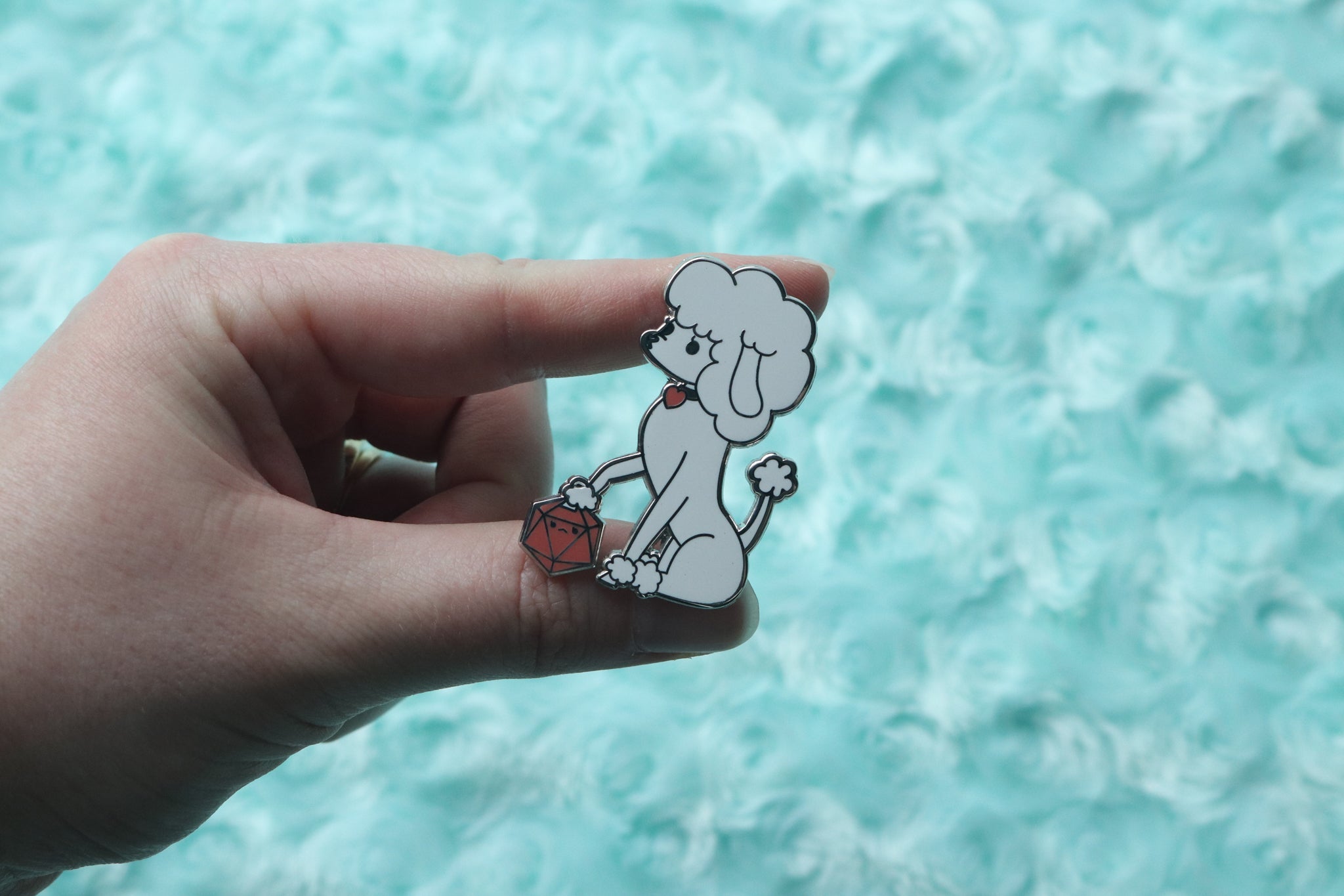 Poodle D20 Dice Buddy Enamel Pin