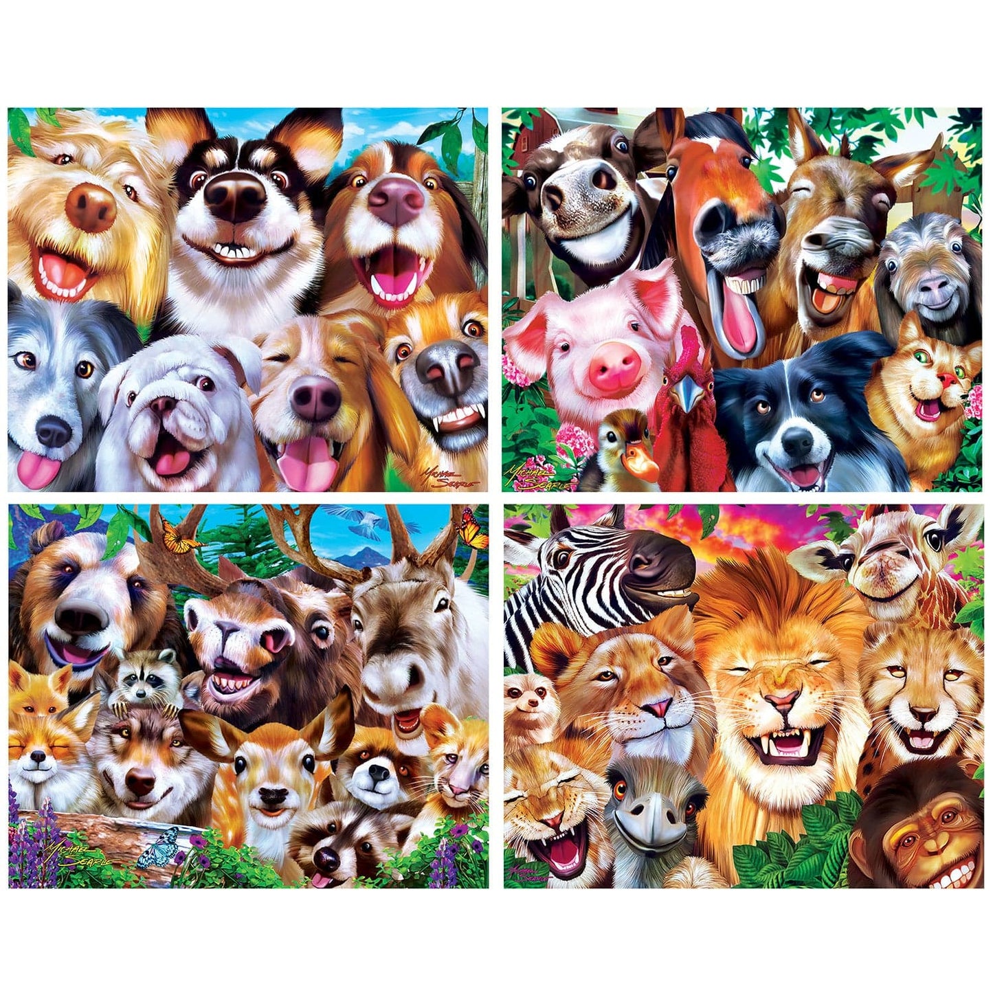 Selfies 100 Piece Jigsaw Puzzles 4-Pack MasterPieces Puzzle Company INC