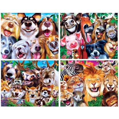 Selfies 100 Piece Jigsaw Puzzles 4-Pack MasterPieces Puzzle Company INC